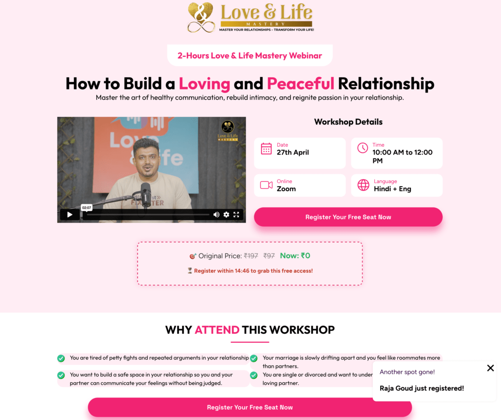 webinar registration landing pageç